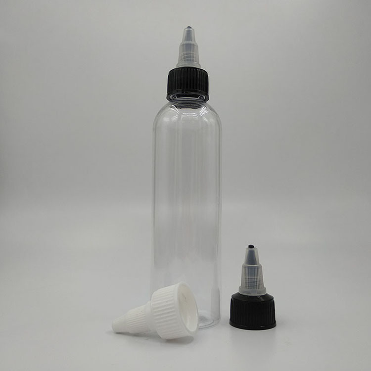 Bottiglie di plastica a vite con etichetta personalizzata e rifinitura del collo a vite