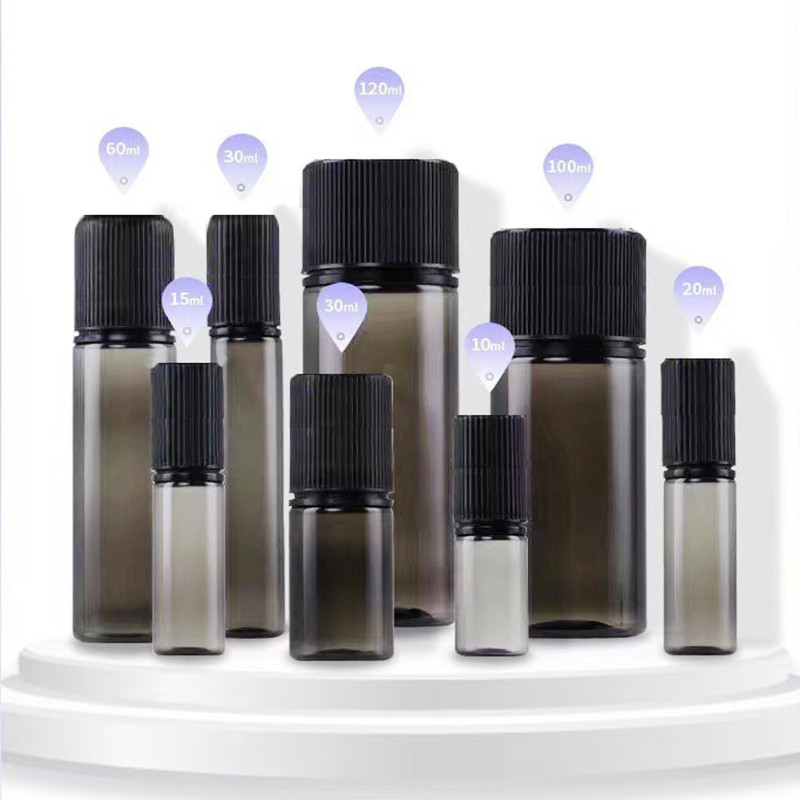 Bottiglie E Liquid a prova di bambini Logo personalizzato Forma rotonda per la stampa E Liquid