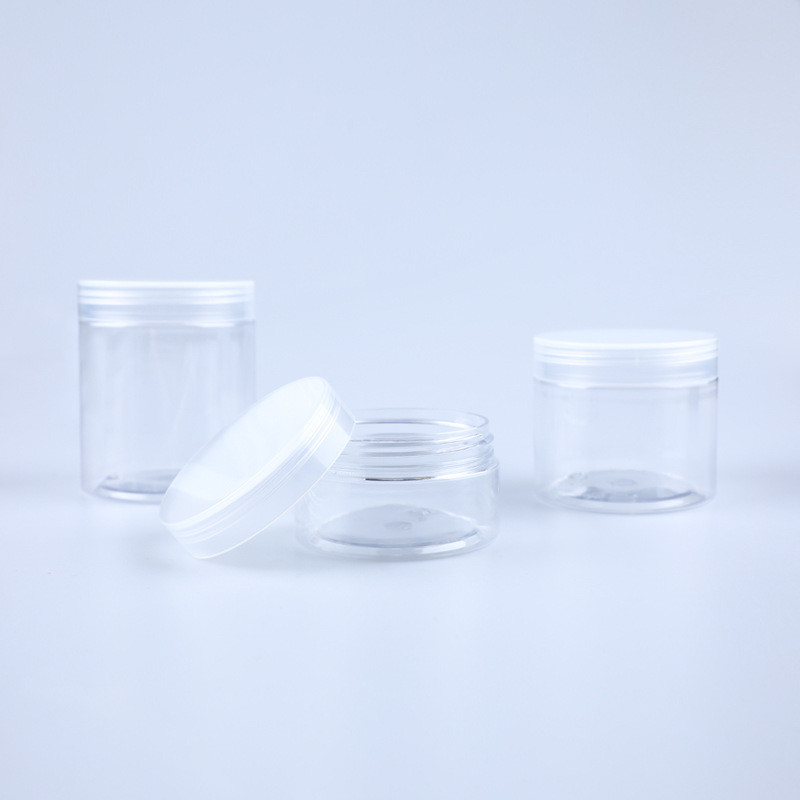 Bottine di plastica per animali da compagnia Contenitore di plastica per biscotti vuoto e trasparente con coperchio in alluminio per imballaggi alimentari