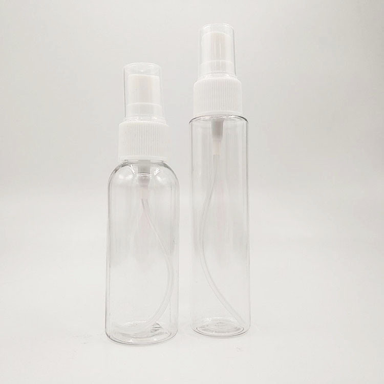 Bottiglia di spray di plastica trasparente bianca ambra per cosmetici