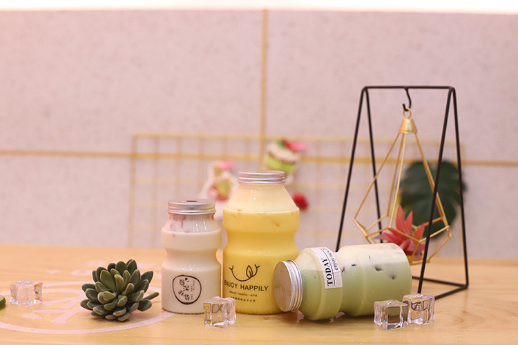 Riutilizzabile Double Wall Square Cafe Cup trasparente Boba Round Clear 500ml Cup di tè di succo con paglia
