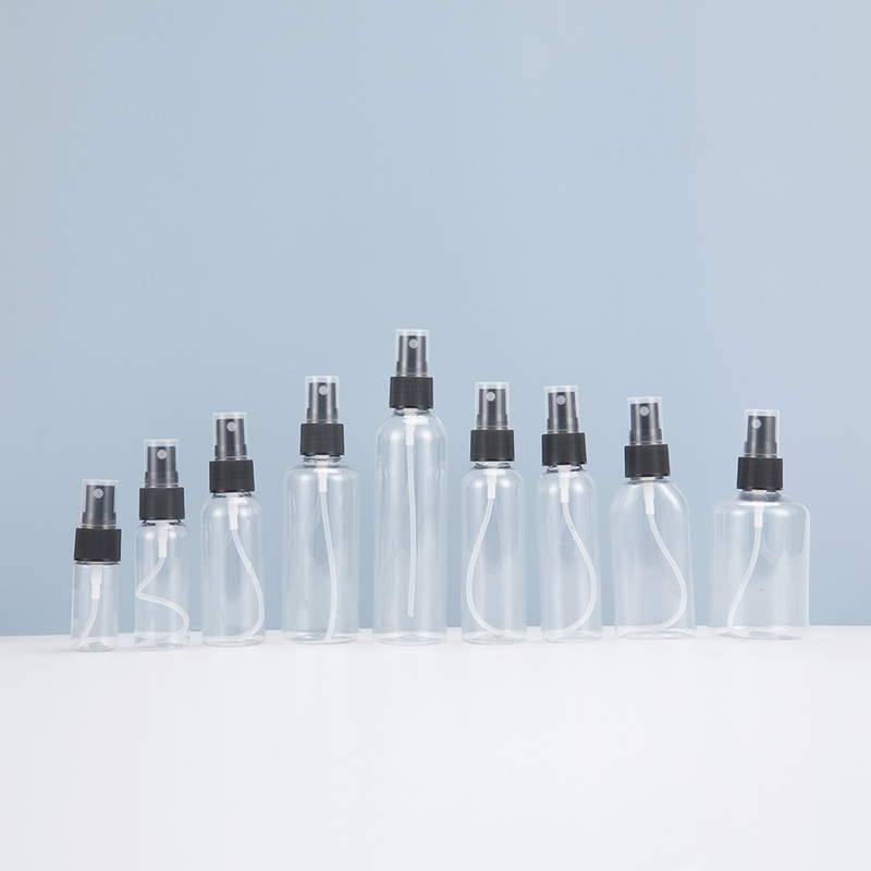Bottiglia per spray in plastica trasparente PET per uso giornaliero 10ml 15ml 30ml 50ml 60m 70ml 100ml 200ml 500ml