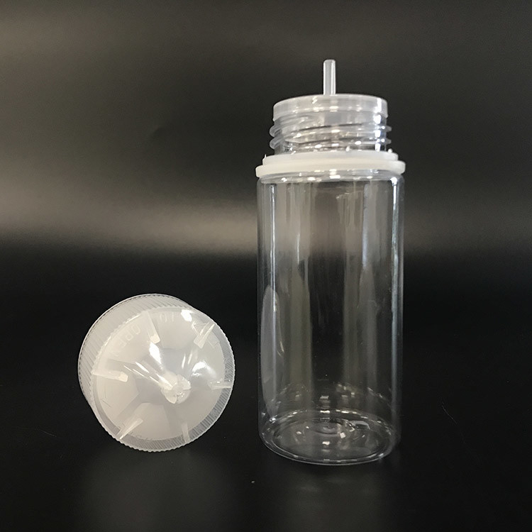 Bottiglia per liquidi PET a 100 ml a tappo a vite a prova di bambini per imballaggi per liquidi con serigrafia