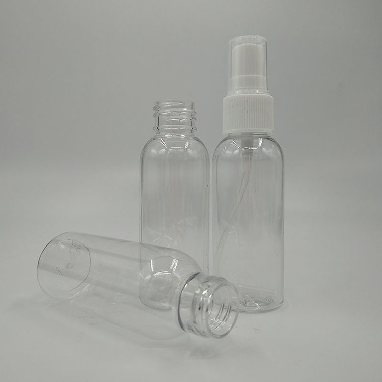 Bottiglia a spruzzo di plastica PET rotonda 10ml 15ml 30ml 50ml 60m 70ml 100ml 200ml 500ml Capacità