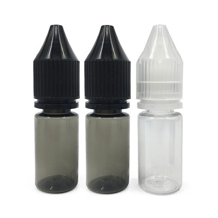 Bottiglia di liquido di 18 mm di taglia di collo rotonda E con materiale trasparente e tappo a prova di bambini